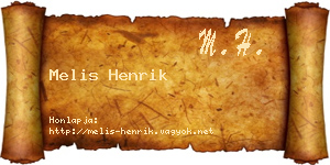Melis Henrik névjegykártya